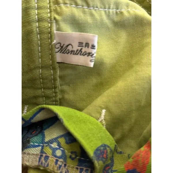 Vintage Distressed Boho Floral Overalls | Olive Green Cotton | One Size - Image 9
