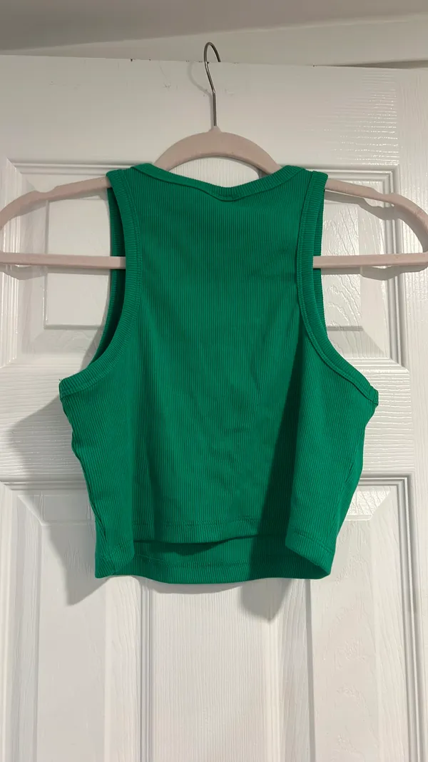 H&M Tank Top Cropped Green - Image 3