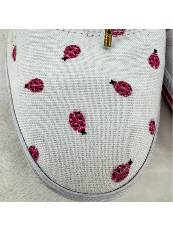 Kate Spade X Keds Ladybug Sneakers White Pink Gold Whimsical Bug Bling Size 8 - Image 5