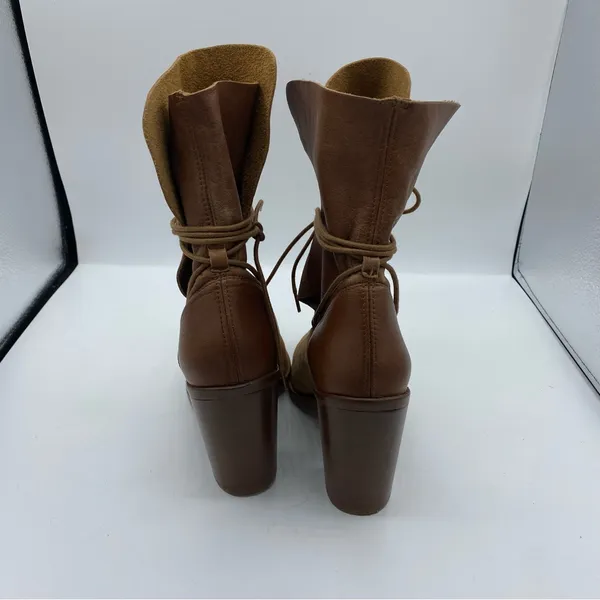 Intentionally Blank Pepper Leather Tie‎ Boots size 37 7 tan brown suede - Image 5