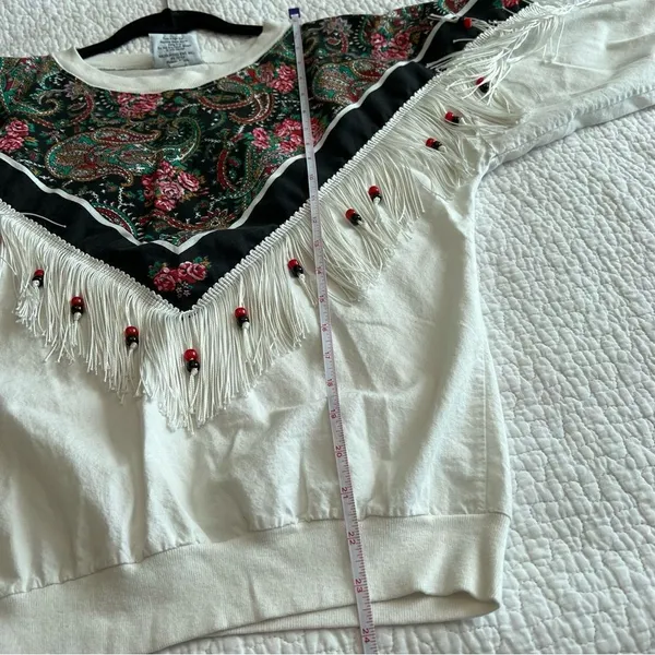 ✨ Vintage‎ Hazelwood Exclusive Women’s White Western Fringe Top Small - Image 10