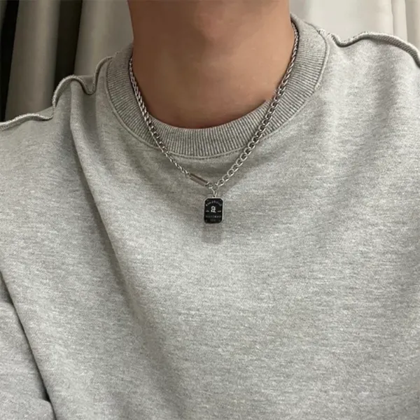 Titanium Steel Good Luck Pendant Necklace for Men Women,Punk Hip Hop Necklace - Image 4