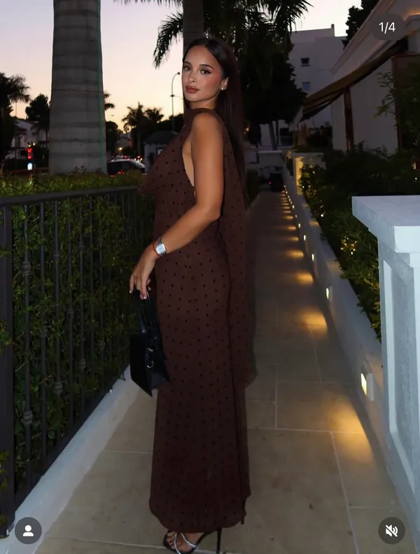 Zara Elegant Brown Polka Dot Halter scarf Dress evening party holiday - Image 8