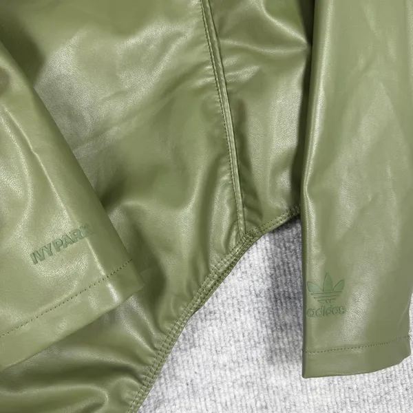 Adidas Ivy Park Size XL-1X Bodysuit Faux Leather Long Sleeve Wild Pine Green - Image 13