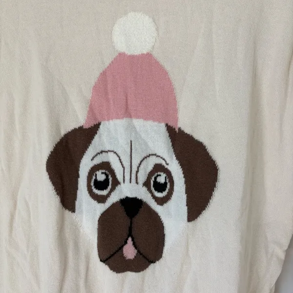 Loft pug 100% cotton crewneck sweater size xs - Image 3