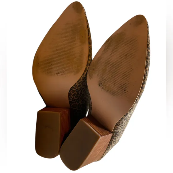 ABLE Tan/Black Leopard Print Heeled Pointed Toe Slip On Mules Shoes - Size 8.5 - Image 9