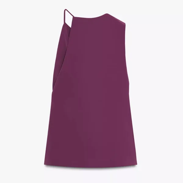 Zara NWT plum asymmetrical cowl neck draped sleeveless top - Image 9