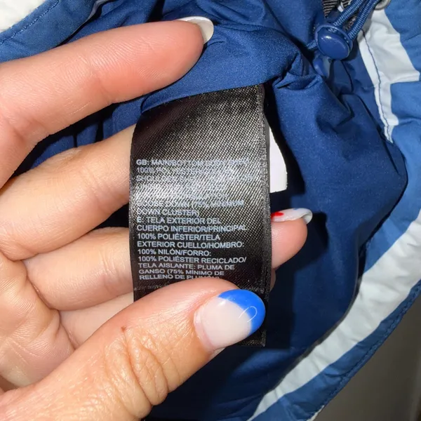 The North Face 700 Down Puffer Vest Womens Large Blue White Striped Good‎ Nuptse - Image 5