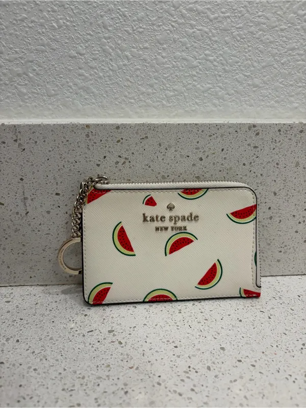 Kate Spade Staci Watermelon Party Medium L-zip Card Holder key ring NWOT - Image 7