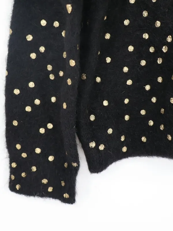 Sézane Lizy Cardigan Black Gold Metallic Dot Mohair Wool Blend Sweater Small - Image 10