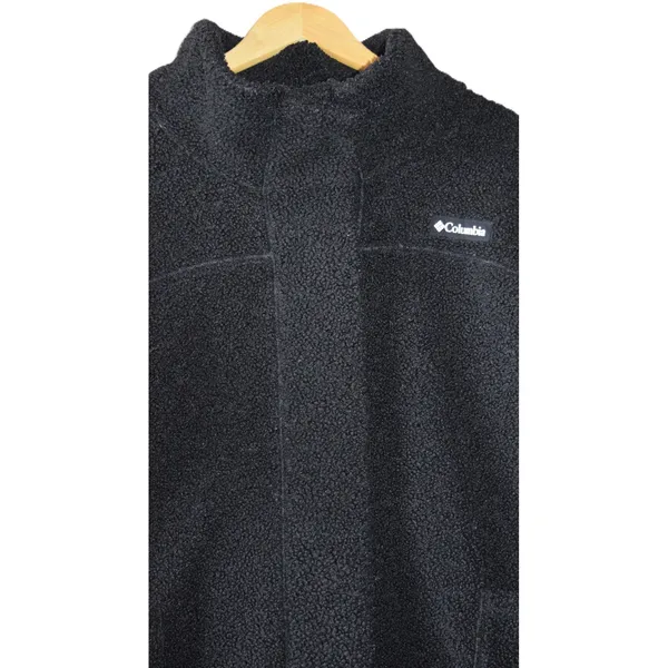 Columbia Sherpa Fleece Jacket Women 2X Black Excellent Mock Neck Snap Front - Image 2