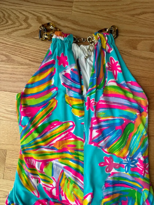 Lilly Pulitzer Siena Sea Blue Summer Haze Halter Dress S - Image 7