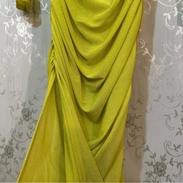 Vici Runched Lime Glitter Bodycon Maxi Long Sleeve Dress SMALL - Image 7