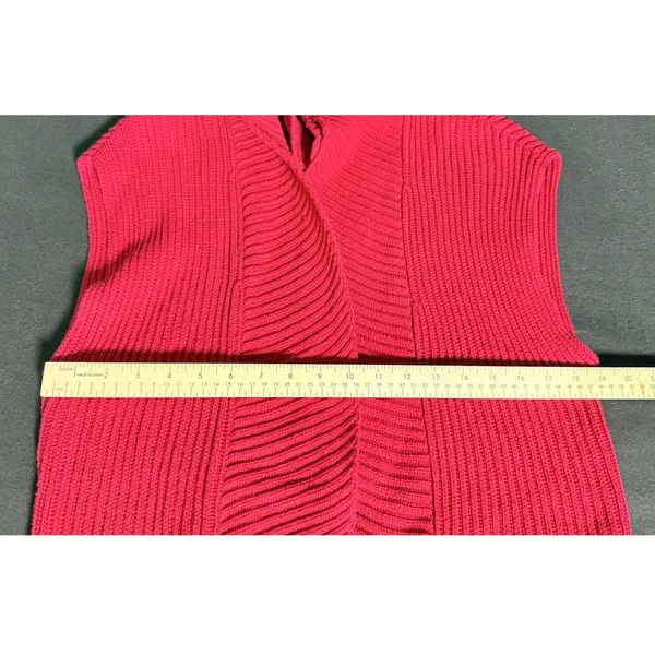 Chico's Size 0 - US 4/Small Red Sleeveless Open Front Long Cardigan Vest Cotton - Image 7