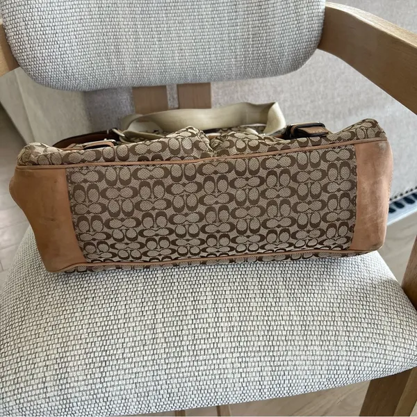 Vintage Coach Voyager Logo Canvas and Leather Messenger Bag in Brown - Image 8