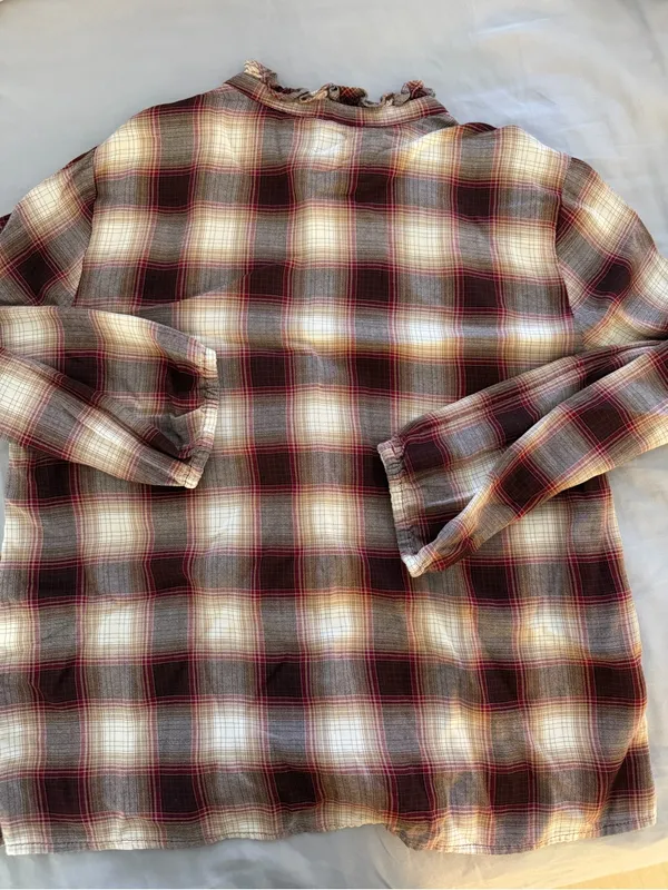 TOMMY HILFIGER Checked Shirt with Ruffled Neckline in S - Image 2