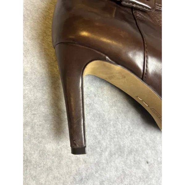 Vince Camuto Brown Leather Ankle Boots Womens Stiletto Heel Buckle Booties - Image 8