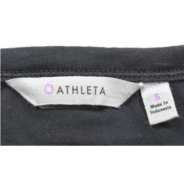 Athleta Black Ruched Bodycon Dress Short Sleeve Scoop Neck Small - Image 6