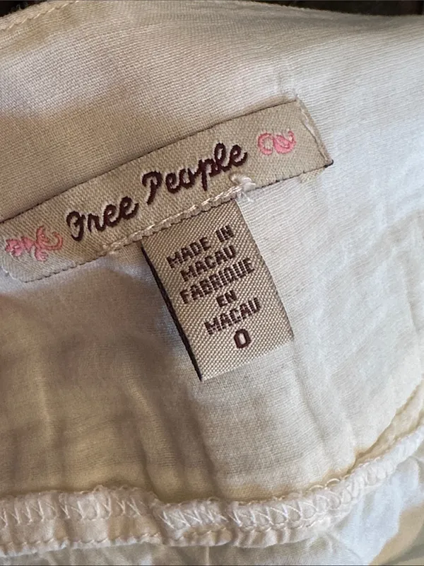 Free People Boho‎ White Cotton Blend Mermaid Maxi Skirt with Ruffle Hem - Image 5