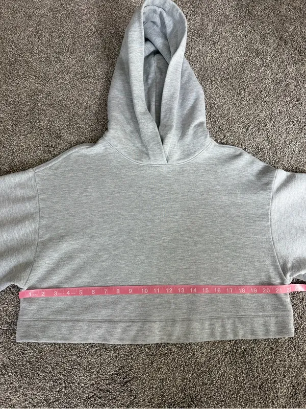 Alo Yoga Bae Hoodie Gray Cropped Oversized Pullover Sweatshirt Size S - Image 5