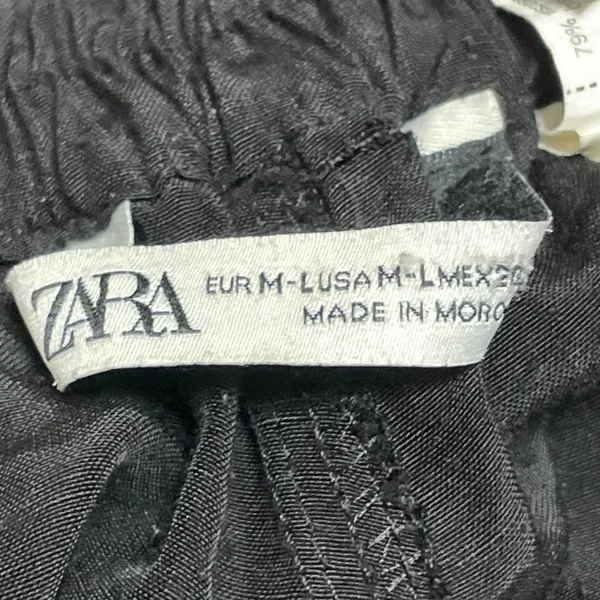 Zara Women's Black High Rise Parachute Baggy Cargo Jogger Trousers Pants Size M - Image 4