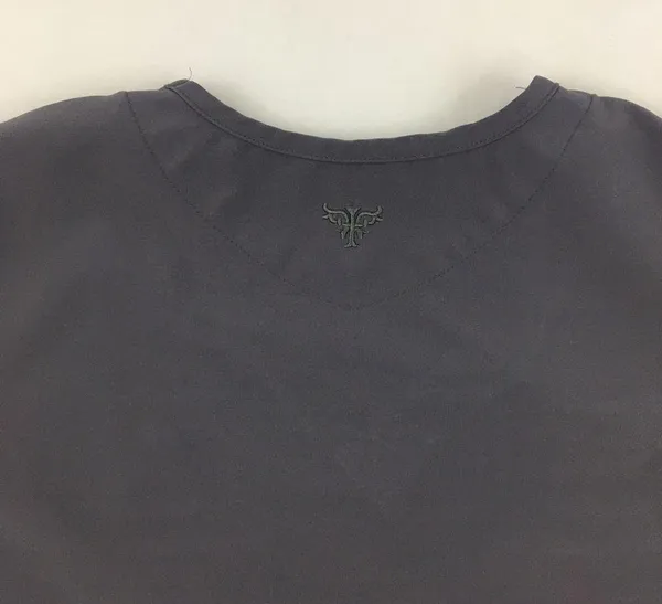 Med Couture Gold Gray Scrub Top M - Image 6