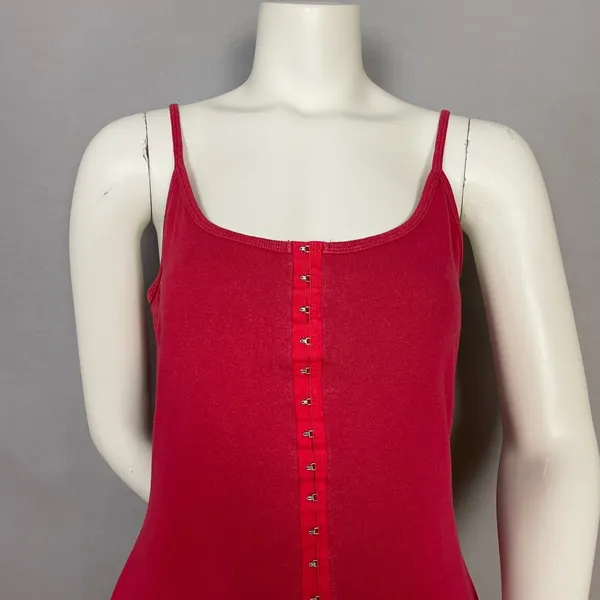 Vintage 90s Mini Dress Hook and Eye Front Retro Sleeveless A-Line Scoop Neck - Image 4