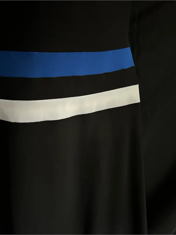 Ralph Lauren Women's Black A-Line Dress Blue & White Stripes SZ 10 - Image 7