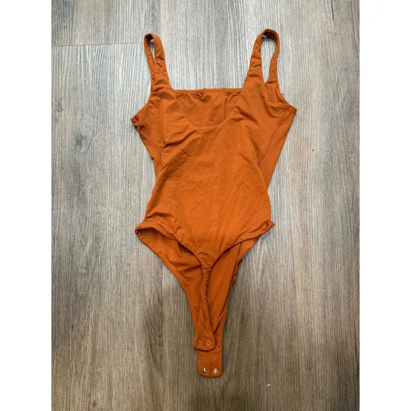 HeyNuts Women Burnt Orange Square Neck Thong‎ Bodysuit HN114 Small - Image 3