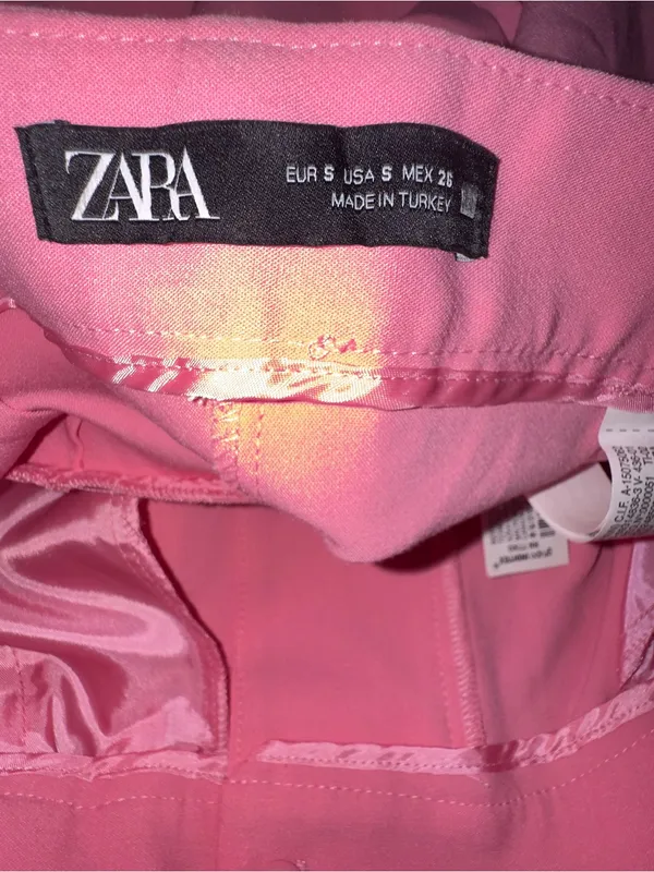 ZARA Bright Pink High Waisted Trousers Pants Size Small - Image 4