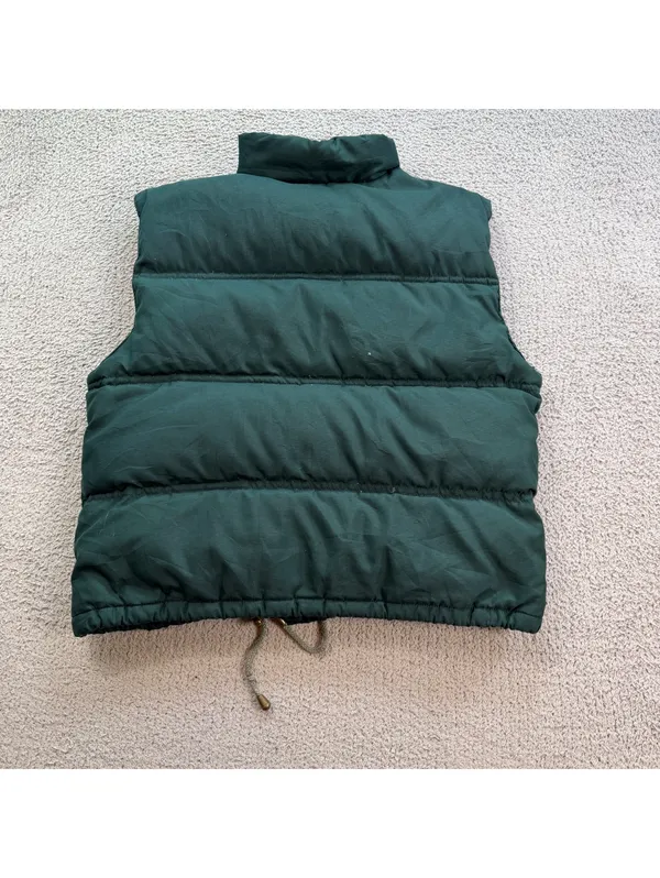 Vintage Brandon Thomas Green Down Feather Puffer Vest Small Brass Zip Outdoor - Image 2