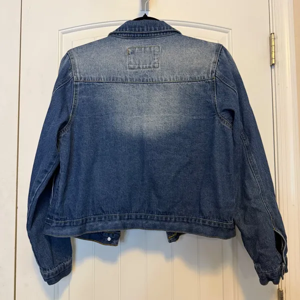 Between Us Womens Medium Wash Denim Jacket Blue Cotton Button Front Size L - Image 3