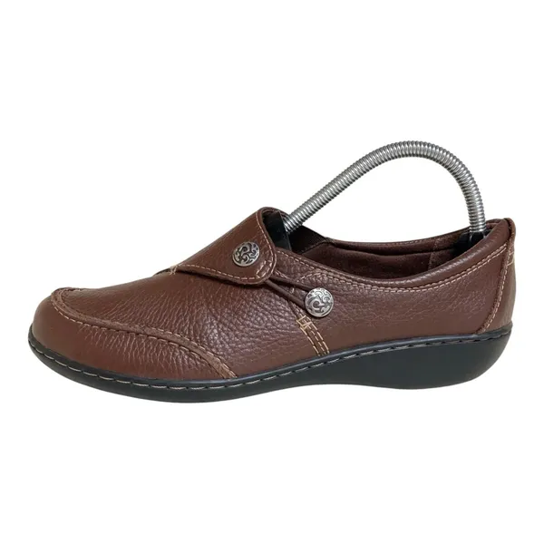 Clarks Ashland Lane Q Redwood Brown Leather Slip-On Comfort Loafers Size 9.5M - Image 16
