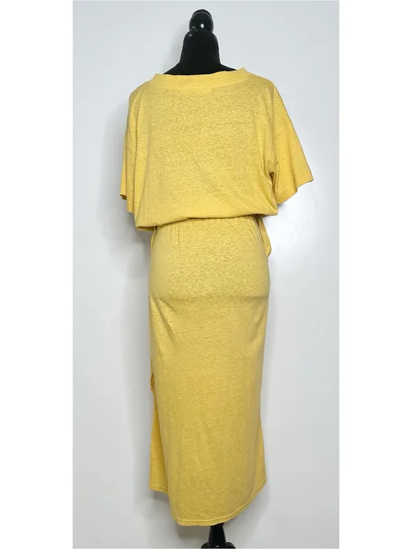 FP Beach Free People Mustard Yellow Wrap Front Midi T-Shirt Dress Women XS Small - Image 3