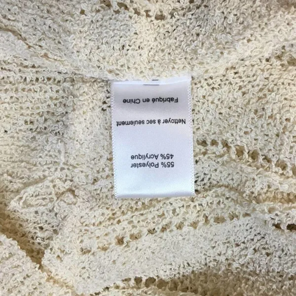 New ASTR Faux Wrap Pointelle Knit Long Sleeve Sweater Top Pullover Cream L - Image 12