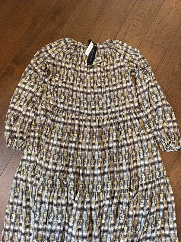 Banana Republic Neutral Multi Printed Tiered Midi Dress Size XXS NWT - C26-032 - Image 4