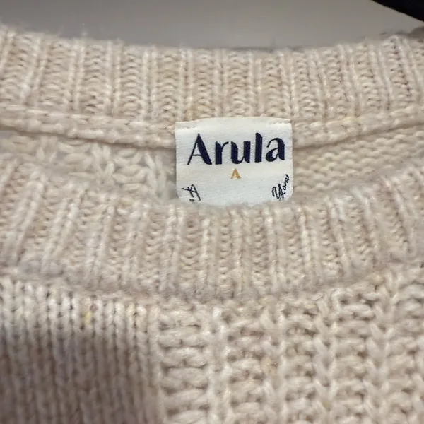 Altar'd State ARULA Beige Knit Crew Neck Sweater - Image 2