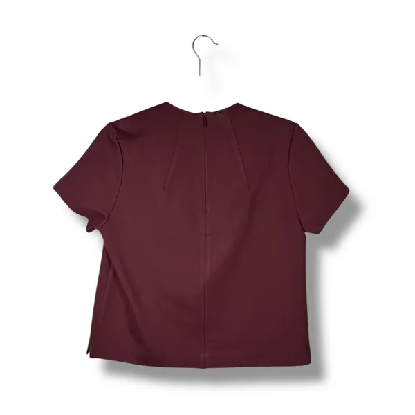 SPANX The Perfect Funnel Top Short Sleeve Blouse‎ Maroon Size S - Image 5
