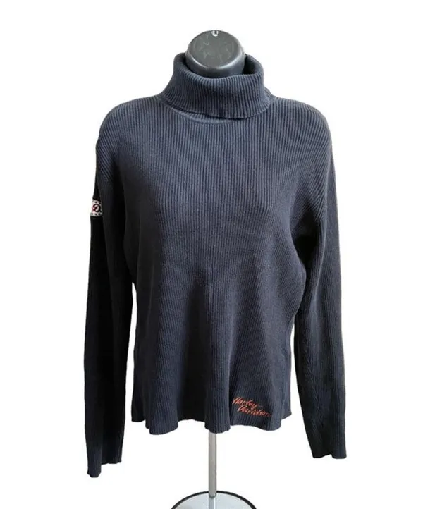 Women's Harley Davidson Gray Turtleneck Sweater Size L - Image 2