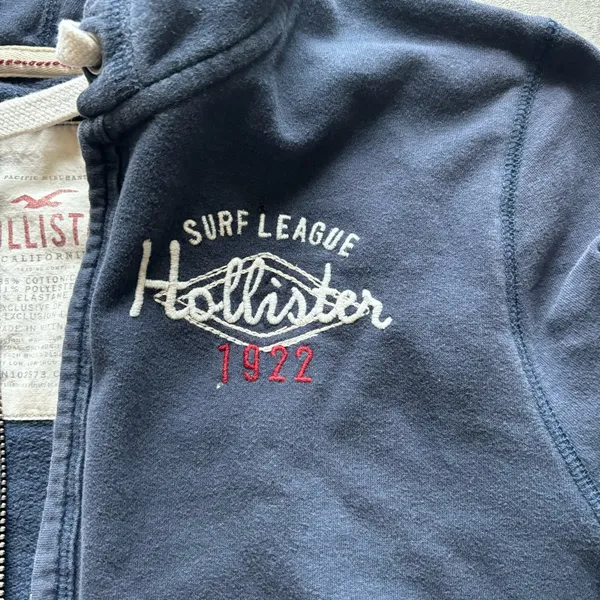 Y2k navy hollister surf league full zip up - Image 6
