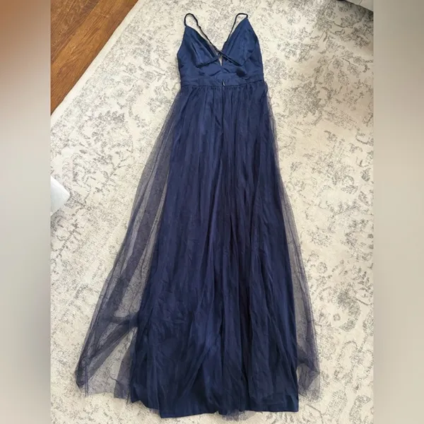 Lulus Rare Beauty Navy Blue Tulle Backless Maxi Dress Size XS NWT Formal Sexy - Image 7