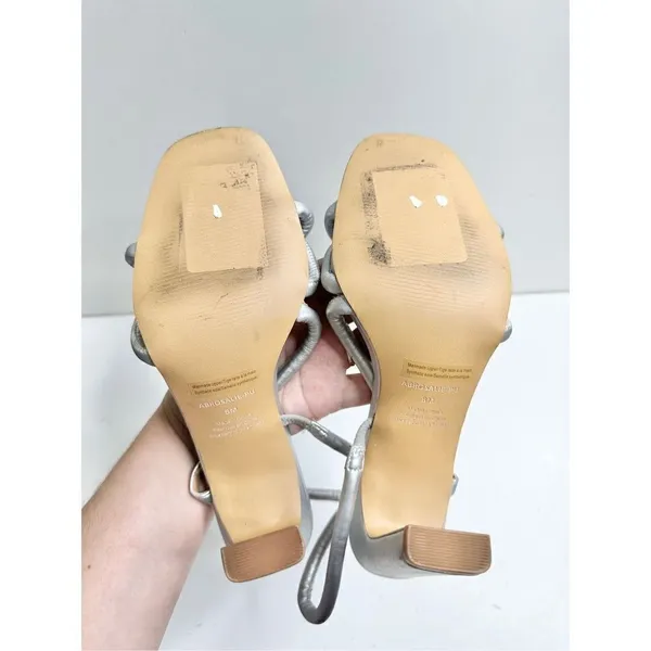 Abound Rosalie Silver Metallic‎ Strappy Block Heel Sandals Square Toe Size 8M - Image 8