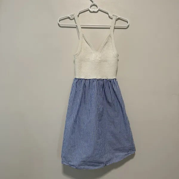 Kule Tuckernuck Esmee‎ Crochet Top Stripe Poplin Skirt Dress Size Small - Image 2