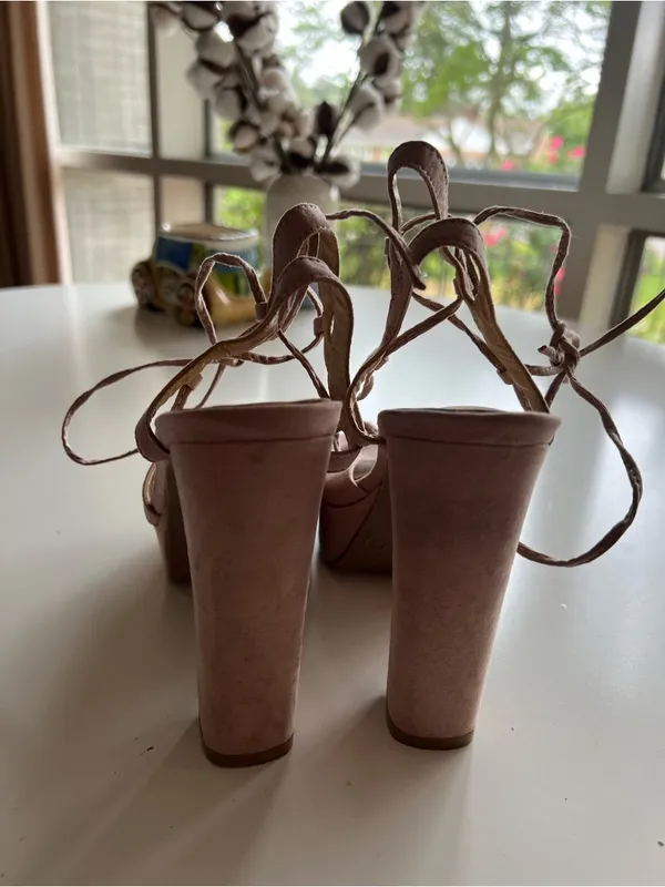 Lulu's Women's Size 7 Saucy Suede Platform Lace-Up Heels Dusty Pink‎ Block Heel - Image 8