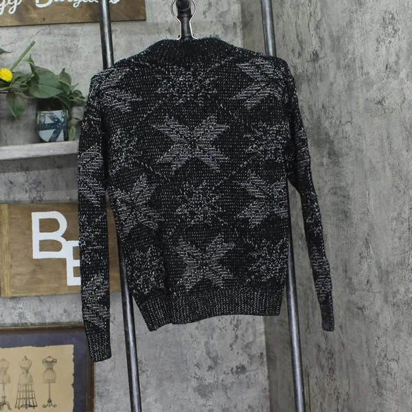 Weatherproof Vintage Mock Neck Ribbed Knit Pullover Sweater Caviar Black XS - Image 2