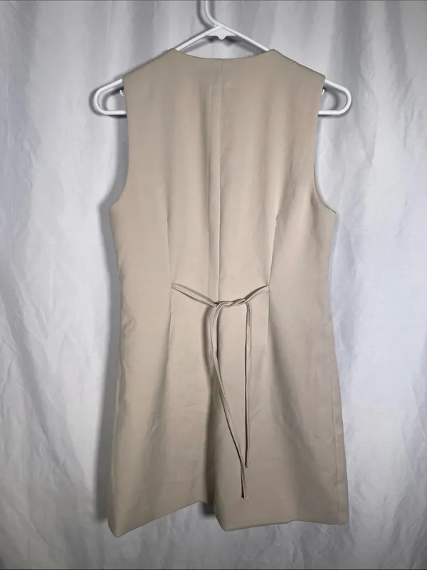 Abercrombie & Fitch Womens Mara Button Front Vest Mini Dress Cream Small - Image 5