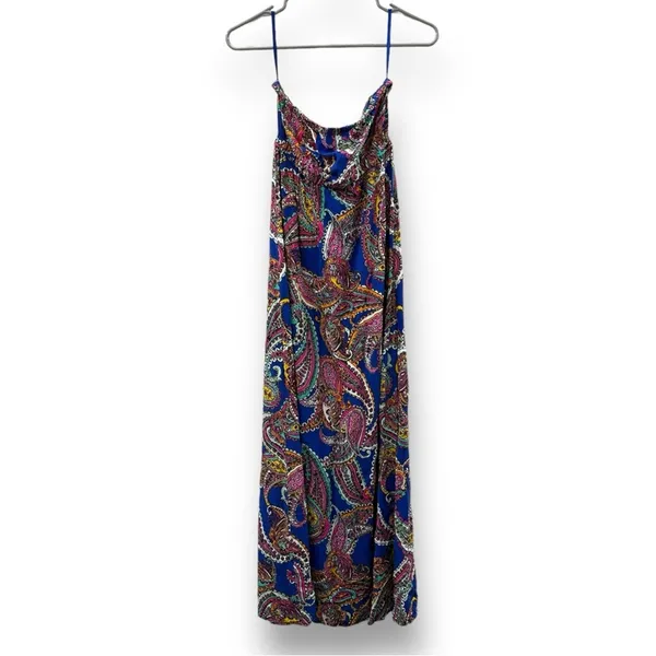 Banana Republic Factory Blue & Pink Multi Paisley Print Strapless Maxi Dress‎ 4 - Image 2