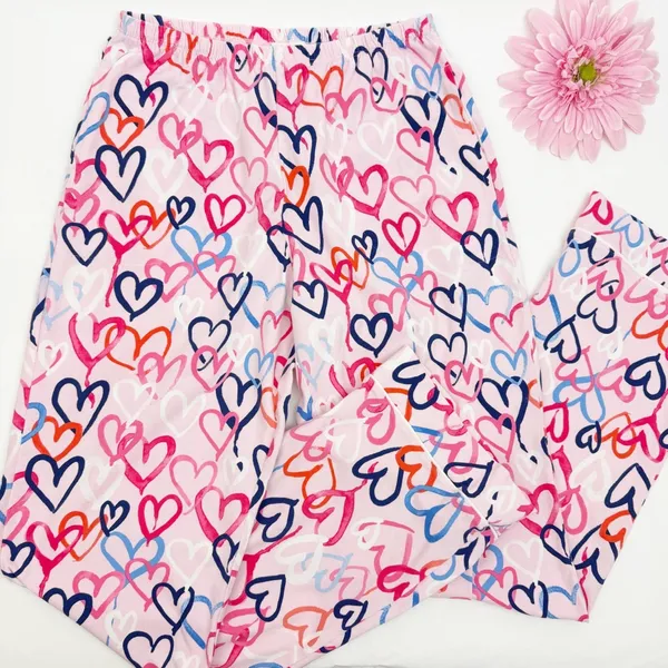 BedHead Pajamas Hearts Organic Cotton Two (2) Piece Pajama PJ Set Pink - Image 10