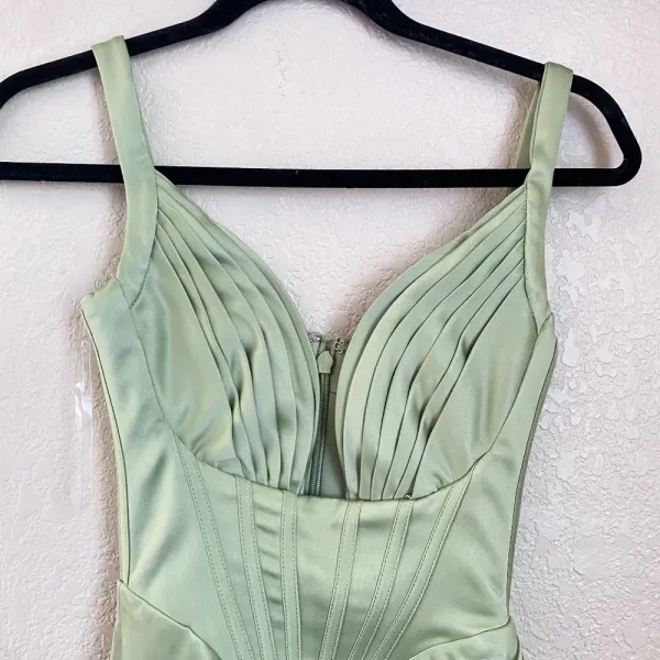 HOUSE OF CB FAYE PISTACHIO SATIN CORSET MIDI DRESS NWOT size‎ XS - Image 9