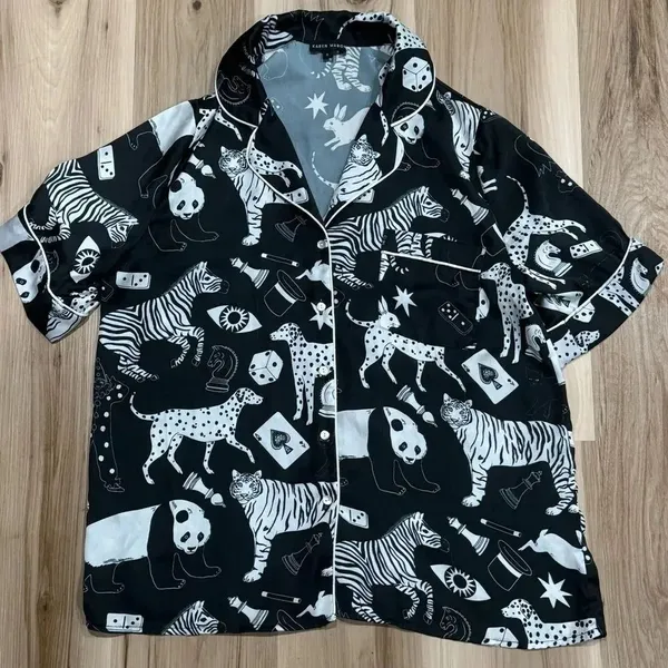 Anthropologie Karen Mabon Animal Pajama Short Sleeve Pajama Top Women’s Small - Image 2